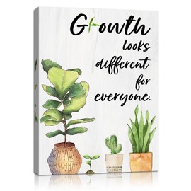 Pigort Growth Looks Different for Everyone Mental Health Growth Mindset Wall Art Canvas Prints,Potted Plant Wall Art Decor for Classroom Therapy Office School Counseling Office, 12 x 16 Inch
