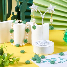 Beadthoven 50pcs Green Shamrock Clover Imitation Jade Glass Beads St. Patrick’s Day Four Leaf Clover Loose Spacers Charm Beads for DIY Bracelet Necklace Earring Lucky Jewelry Making Supplies Decor