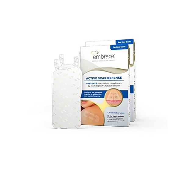 Embrace Active Scar Defense for New Scars, FDA-Cleared Silicone Scar Sheets (Size L) 60 Day Supply