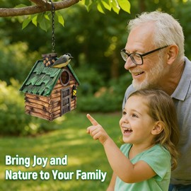 Bird Houses for Outside, Waterproof Resin Bird Box, Birdhouses for Outdoors, Rustic Bird Nesting Box Garden Decor, Hanging Bird House for Small Wild Birds Bluebird Robin Sparrow