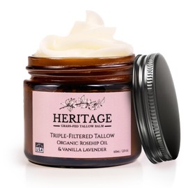 Heritage Refinery & Co. Whipped Tallow for Skin with Rosehip Oil Lavender and Vanilla Scent - Grass Fed Beef Tallow Face Moisturizer Skincare for Men and Women Anti Aging Face Cream Moisturizer - Made in USA - 2 Oz