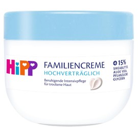 HiPP Highly compatible family cream, with shea butter, aloe vera and vegetable glycerine for dry skin, fragrance-free and hypoallergenic, for prone to eczema, 300 ml