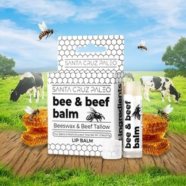 Lingtoolator aleo Beef Tallow Beeswax Lip Balm Hydrating Moisturizer, Natural Grass Fed Lip Care Tallow Balm Soothes Chapped, Dry Lips,