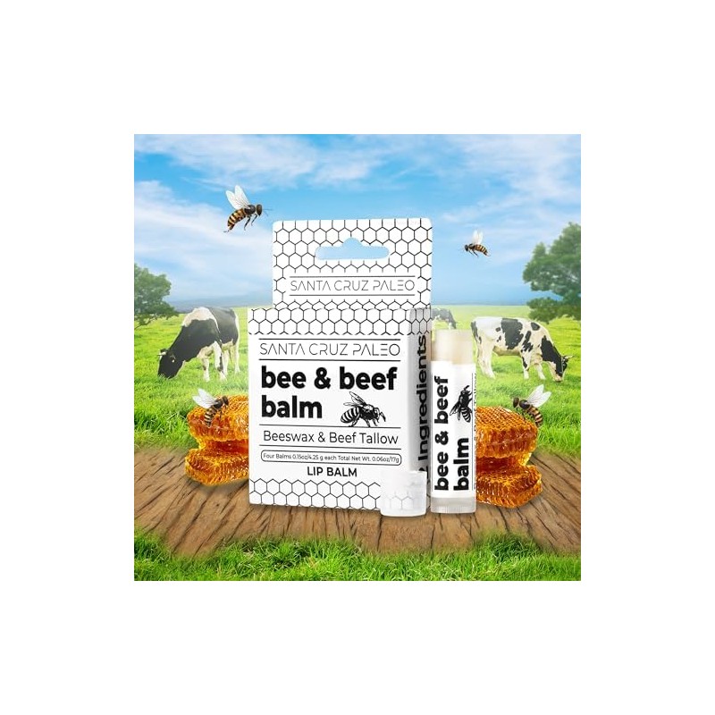Lingtoolator aleo Beef Tallow Beeswax Lip Balm Hydrating Moisturizer, Natural