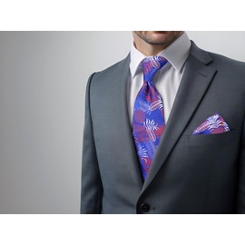 S&W SHLAX&WING Tie Set for Men Necktie Blue Red White Multicolor Geometric Pattern for Party Classic Size 57.5"×3.15"