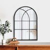 Dewfig Arched Window Wall Mirror, 30"x20" Window Pane Mirrors, Vanity