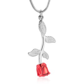 Rose Flower Urn Necklace Cremation Jewelry for Ashes for Women Men Urn Keepsake Pendant Human Pet Memorial Locket Holder