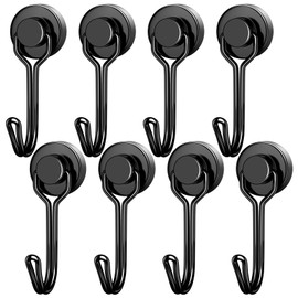 FINDMAG Magnetic Hooks, 4 Pack 30 lb+ Swivel Swing Neodymium Magnet Hooks, Black Magnet with Hooks Heavy Duty, Strong Magnet Hooks for Hanging, Magnetic Hooks for Cruise, Camping, Kitchen