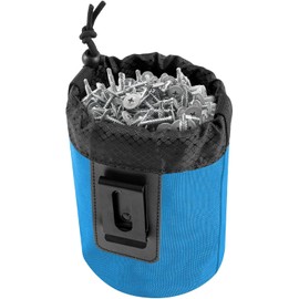 Clip-On Tool Belt Bag for Tools, Screws, and Nails - Great for an Electrician, HVAC Tech, Plumber, Carpenter, Contractor, Handy Man, and Any Tradesperson Who Wears a Small Utility Pouch (Blue)