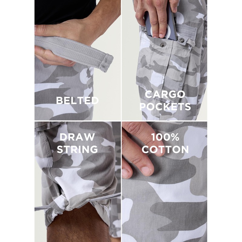 X RAY Men's Belted Tactical Cargo Long Shorts 18" Inseam