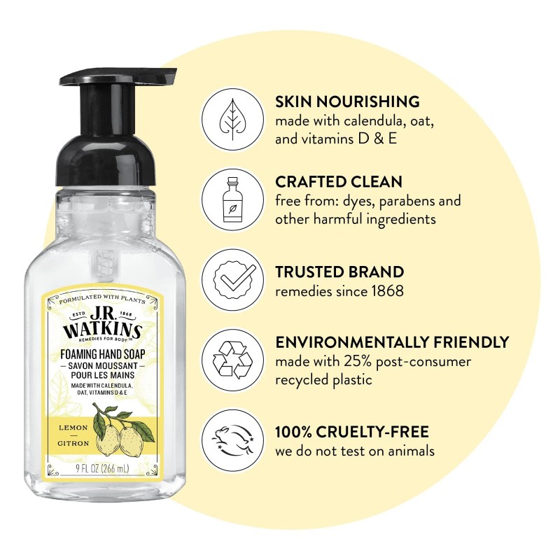 J.R. Watkins Foaming Hand Soap Pack of 3 Lemon Scent