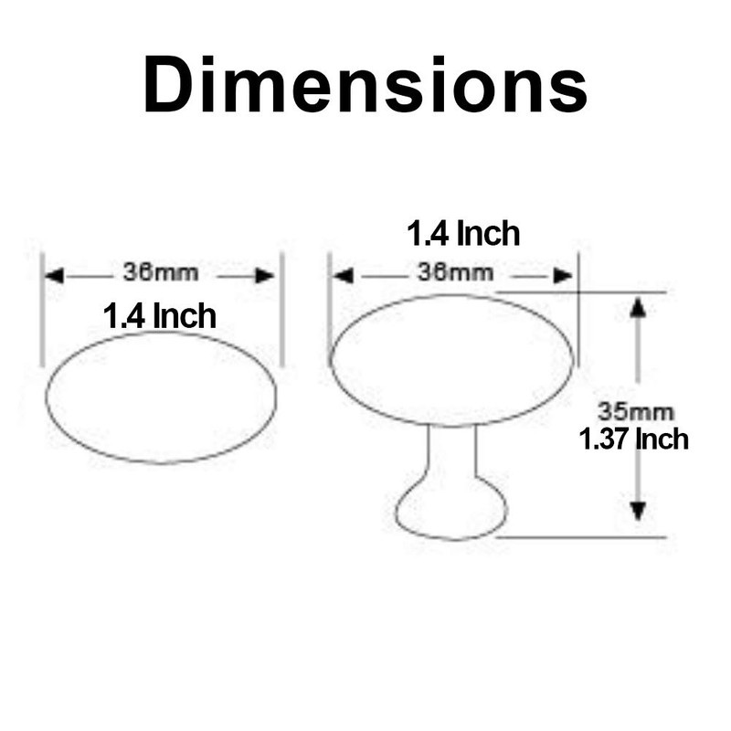 HARPOON Cabinet Hardware Knobs Round Furniture Mushroom Knob - 1.4