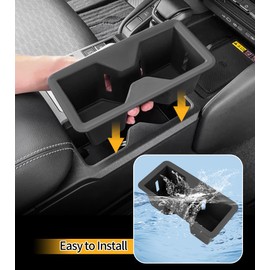 Center Console Cup Holder Insert Compatible with 2024 2025 Toyota Land Cruiser 250 1958 Prado LC250 J250, Upgraded Soft Silicone Drink Cup Holder Inserts Liner Interior Accessories (Black)