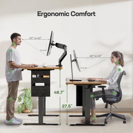 Marsail Standing Desks Adjustable Height Home Office Desks, 55"x28" Electric Standing Desk with Storage Bag,Sit Stand up Desks for Study,Writing,Work Computer Desks 4 Memory Preset with Headphone Hook