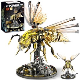 Mechanical Bee Building Blocks Kit for Adult, Technic Bee Buildings Set for Adults with LED Light & Display Stand, Robot Animal Building Toy with Moving Wings for Adults & Kids, 832Pcs