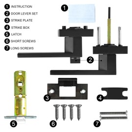 RAZCC Privacy Door Levers, 8 Pack Matte Black Door Handles Heavy Duty Bed and Bath Door Locks Interior Keyless Locksets, Reversible for Left Right Handed Doors