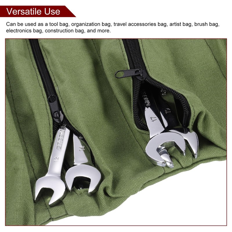 sourcing map Roll Up Tool Bag 18.5" x 11" Canvas