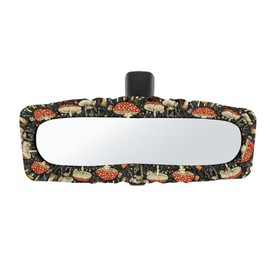 HUISEFOR Mushroom Print Car Stretchy Rearview Mirror Cover for Women Dustproof Auto Rear View Mirror Protector Car Interior Accessories Universal Fit Cars SUVs Sedans Gift for Holiday