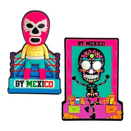 By Imán Dúo Luchador Shishitas y Calavera Chumbalaca Pvc 2d Y 3d Decoración