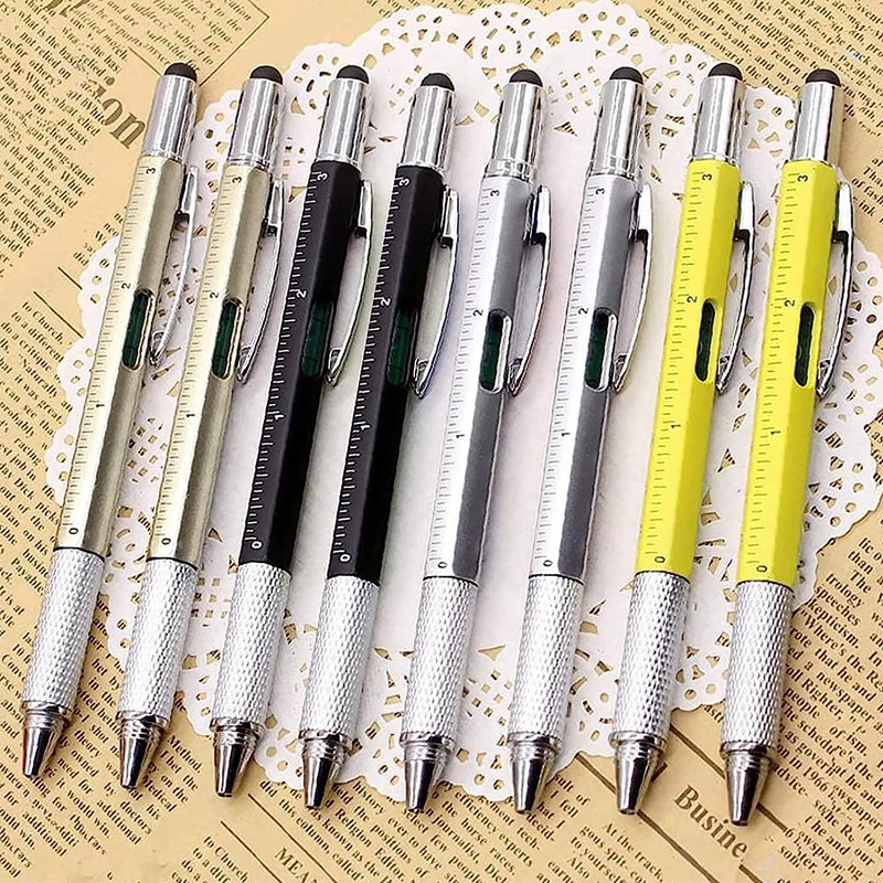 GOOMAND Multi-functional Ballpoint Pen Stylus Pen with Screwdriver Leveler Ruler