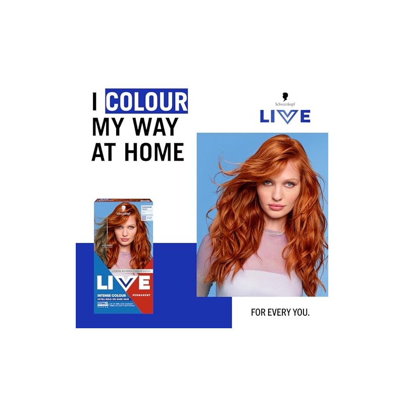 Schwarzkopf LIVE Intense Colour L74 Tangerine Twist, Long-lasting Permanent Copper