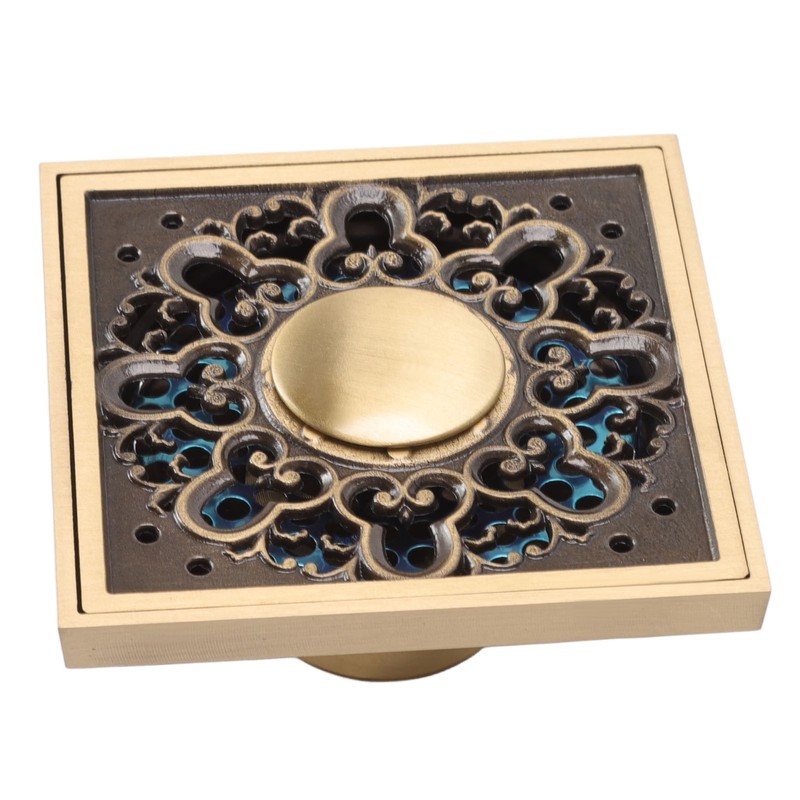 Floor Drain Metal Squared Retro Style Water Drainage Shower Drain
