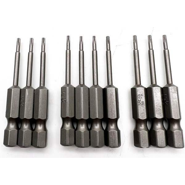 XMHF 10 Piece 50mm Long 1/4 Inch Hex Shank T6
