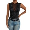 GORGLITTER Women's Tank Top with Mesh Top Sleeveless Party Tops