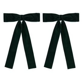 5.5" Dark Green Velvet Ribbon Hair Bow Clips with Tails Christmas Velvet Ribbon Cheer Bow Barrettes Alligator Hair Pins New Year Part Dress Decor Accessory For Women Teen Toddler Girls