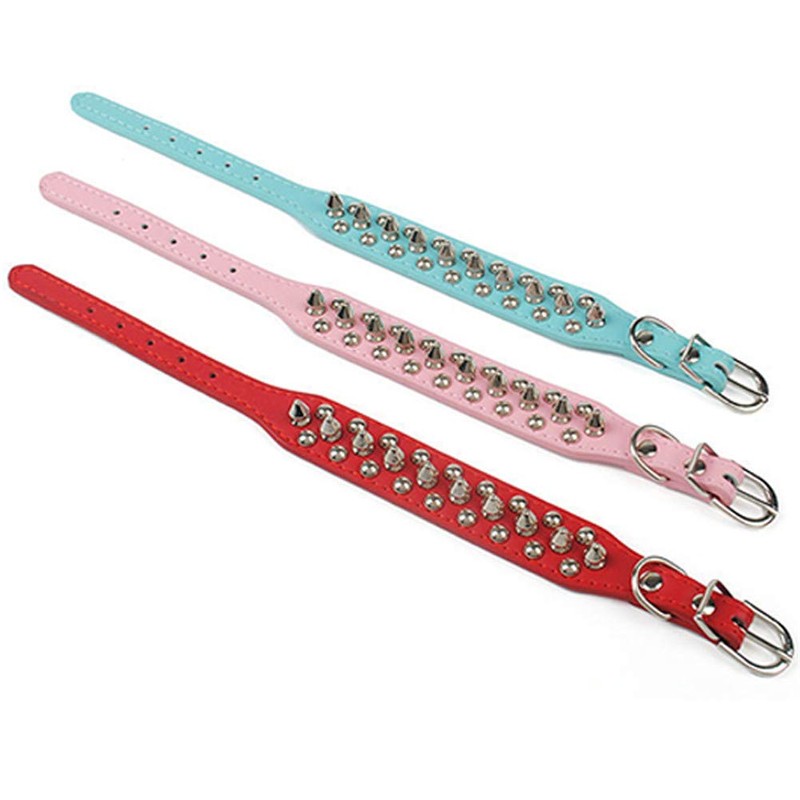 DOGGYZSTYLE Spiked Studded Rivet Leather Dog Collar for Cats Puppy