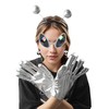FACATH Silver Alien Costume Headband & Rainbow Lens Glasses Gloves