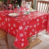 Larponder Christmas Rectangle Tablecloth Vinyl, Red Plastic Tablecloth with Bell