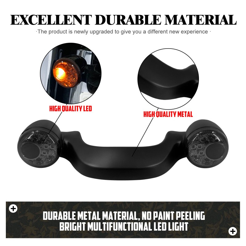 HDBUBALUS Matte Black Rear Turn Signal LED Light Smoke Lens