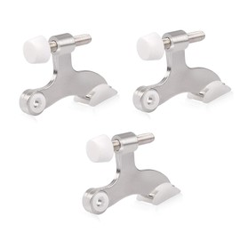 HOMOTEK 3 Pack Hinge Pin Satin Nickel Door Stopper,Adjustable Deluxe Heavy Duty Door Stopper 2-1/2"x1-3/4,with White Rubber Bumper Tips