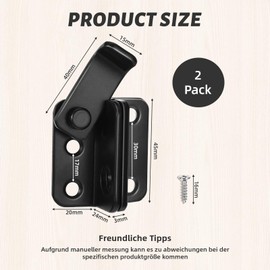 2 Stück Türriegel Edelstahl Riegelschloss, Türriegel Außen​​ 2 in 1 Riegel mit ​​Links Öffnen​​ Gartentor Riegel​​ Schlossriegel Sicherheitsschloss Verriegelung für Fenster, Tor, Zaun (Schwarz ​​)