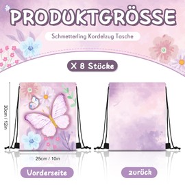 Weewooday Pack of 8 Gym Bags Girls Butterfly Drawstring Bag Kids Butterfly Reusable Butterfly Gift Bags for Children Girls Birthday Butterfly Party Accessories