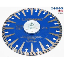 LXDIAMOND Diamond Cutting Disc 230 mm with M14 Aluminium Flange for Angle Grinder - Diamond Disc for Flush Cutting Granite, Natural Stone, Concrete - 230 mm Stone Disc in Premium Quality