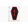 Patchwork Paradise Black Coffin With Red Cross Embroidered Iron On