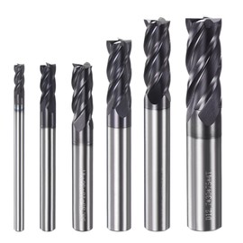 HARFINGTON Square End Mills Set(6pcs) HRC 60 4 Flutes AlTiN Coating Tungsten Steel Carbide Mill Bit for Hardened Steels