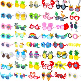 Marsui 48 Pairs Funny Sunglasses Hawaiian Glasses Bulk Luau Sunglasses Adults Party Pack Photo Booth Props Hawaiian Party Favors Accessories Summer Beach Tropical Supplies Decorations