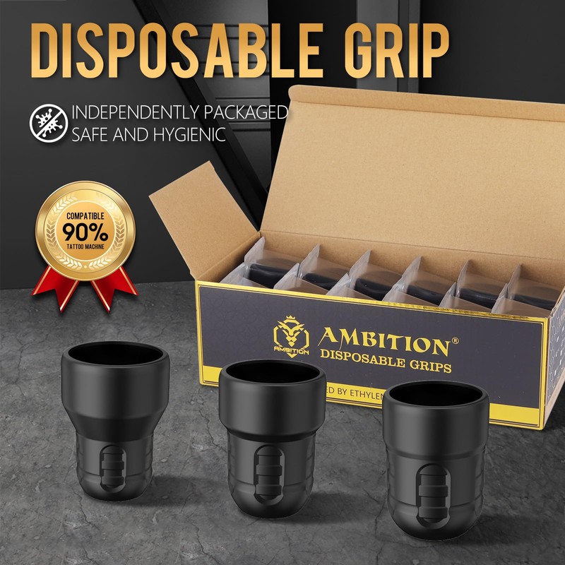 Ambition Soldier P3 Disposable Tattoo Grips - 12Pcs 36mm Professional