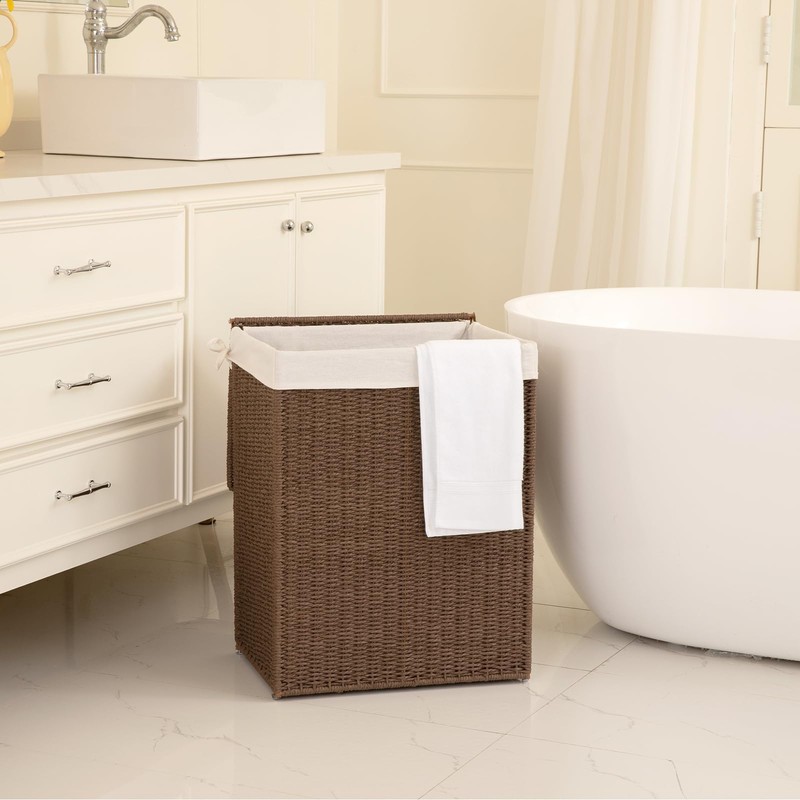OIAHOMY Laundry Hamper with Lid, 23.8 Gal (90L) Wicker Hamper