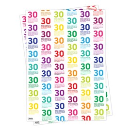 Brainbox Candy - 2 Sheets of Funny '30th Birthday' Wrapping Paper - Bright Cheeky Colourful Wrap - Thirty Gift Wrap For Him Her Men Women Thirtieth Birthday Presents - Folded Quality Wrap