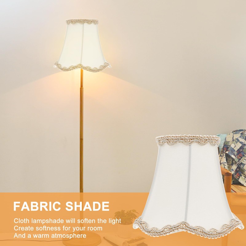 Baluue Cream Scalloped Gallery Medium Bell Lamp Shade, 5.3" Fabric