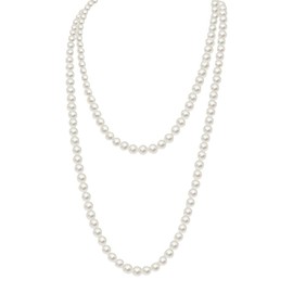 150cm Long Faux Pearl Necklace White Imitation Pearl Necklace 1920s Artificial Pearl Necklace Beaded Strand Layered Necklace for Women