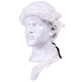 NUOBESTY Cosplay Wig Reusable Adjustable White Judge Court Lawyer Cosplay Wig Gentleman Curly Hair for Barrister Judge Party Lawyer Cosplay