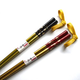 若狭 Coating Chopsticks Couple Chopsticks Dishwasher Safe, Non Slip Set of 2 Box with Chopstick rest