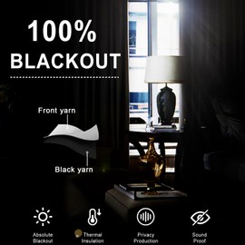 XWZO 100% Blackout Curtain Panels - Thermal Insulated Black Liner Curtains, Noise Reducing and Heat Blocking Drapes for Hall and Studio Windows with Tiebacks, Biscotti Beige, W52 x L63, Set of 2