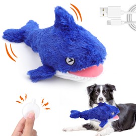 Mity rain 2 in 1 Interactive Dog Toys, Shark Dog Toy to Keep Them Busy, Plush Squeaky Dog Toy, Rechargeable Wiggly Fish for Small Medium Large Dogs, Moving Dog Toys for Indoor&Outdoor