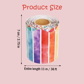 Wonmon 36 Feet Rainbow Bulletin Board Border Roll, Watercolor Rainbow Bulletin Border for Summer Back to School Classroom Home Office Window Wall Bulletins Board Birthday Party Decoration
